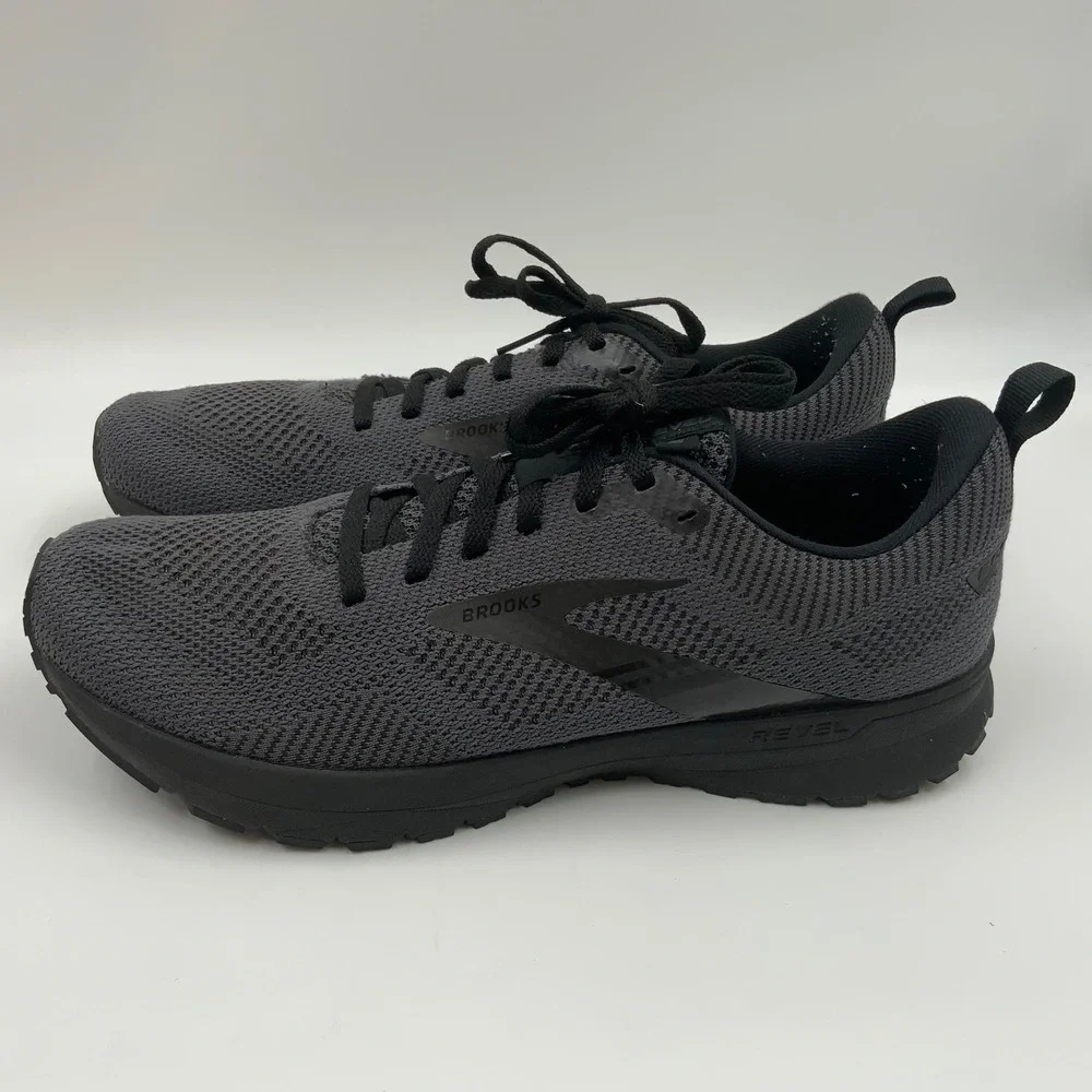 Brooks Revel 5 Mens Running Shoes Black Ebony Knit Athletic Sneakers 1103741D058